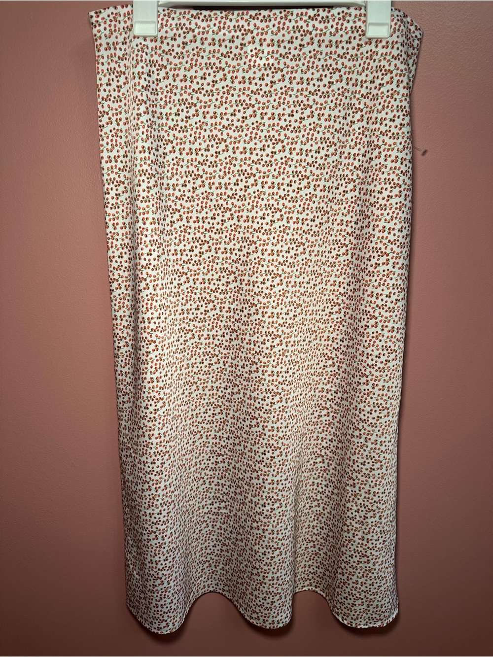 LC Lauren Conrad Cream Midi Skirt with Rust Floral Dot Print